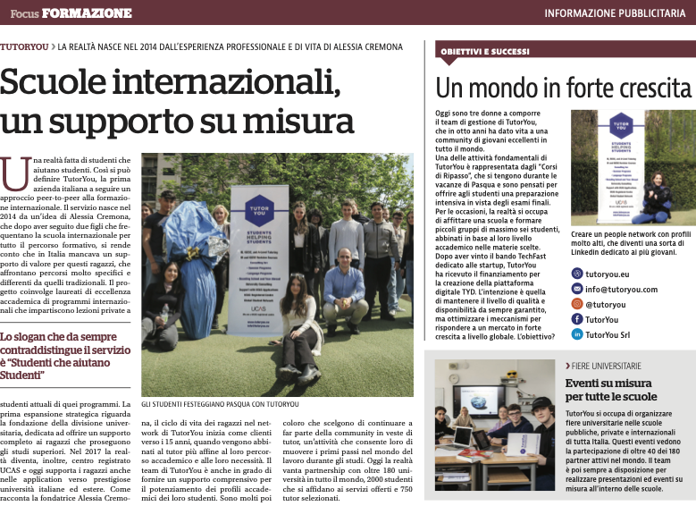 TutorYou’s Newest Project Featured in La Repubblica: Revolutionising International Education